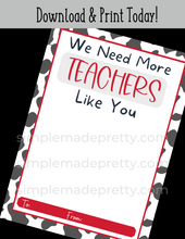 Load image into Gallery viewer, Chick Fil A Teacher Appreciation Card - Teacher Appreciation Gift Tag - Instant Download