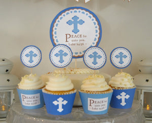 Baptism Party Celebration Printable Package in Blue - PDF