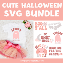 Load image into Gallery viewer, Cute Halloween SVG PNG Bundle | Ghost SVG | T-Shirt Svg | Wicked Cute Svg | Creep it Real Svg |  Boo Y&#39;all Svg | Png File