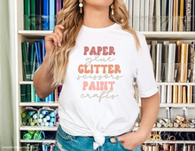 Load image into Gallery viewer, Paper Glitter Paint Shirt | Trendy Short Sleeve T-Shirt | Crafty Girl Tee | Cute Women&#39;s Tee | Woman&#39;s Shirt | T-Shirt | Tees