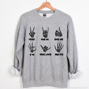 Skeleton Sign Language Sweatshirt | Halloween Sweatshirt | Skelton Shirt | Skeleton Sweatshirt | Crewneck Sweatshirt