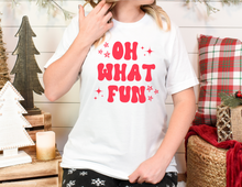 Load image into Gallery viewer, Oh What Fun Christmas | Short Sleeve T-Shirt | Christmas Tee | Women&#39;s Tee | Woman&#39;s Christmas Shirt | Holiday T-Shirt | Tees