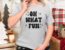 Load image into Gallery viewer, Oh What Fun Christmas | Short Sleeve T-Shirt | Christmas Tee | Women&#39;s Tee | Woman&#39;s Christmas Shirt | Holiday T-Shirt | Tees