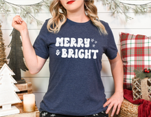 Load image into Gallery viewer, Merry and Bright Shirt | Christmas Short Sleeve T-Shirt | Christmas Tee | Merry Women&#39;s Tee | Woman&#39;s Shirt | T-Shirt | Holiday Tees