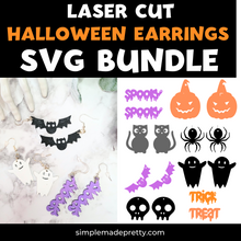 Load image into Gallery viewer, Laser Cut Halloween Earrings SVG PNG Bundle | Laser SVG | Halloween Earrings Svg | Wood Earrings Svg | Earring SVG files | Earrings Svg | Png File