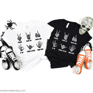 Skeleton Hands Halloween Shirt | Short Sleeve Shirt | Halloween | Women's Halloween Tee | Woman's Halloween Shirt | Skeleton Shirt