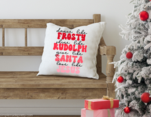 Load image into Gallery viewer, Dance Like Frosty, Shine Like Rudolph Christmas Pillow Cover | Spun Polyester Square Pillow Case | Cover Only