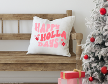 Load image into Gallery viewer, Happy Holla Days Christmas Pillow Cover | Spun Polyester Square Pillow Case | Cover Only