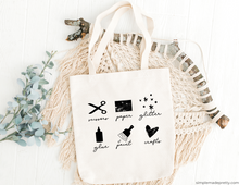 Load image into Gallery viewer, Craft Supplies Tote Bag | Reusable Bag | Cotton Canvas Tote Bag