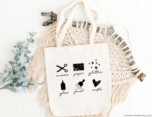 Craft Supplies Tote Bag | Reusable Bag | Cotton Canvas Tote Bag