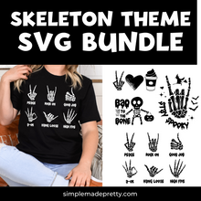 Load image into Gallery viewer, Halloween Skeleton SVG PNG Bundle | Skeleton SVG | T-Shirt Svg | Halloween Svg | Spooky Vibes | Bones Svg | Png File