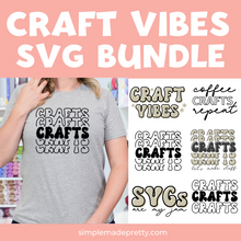Load image into Gallery viewer, Craft Vibes SVG PNG Bundle | Coffee Crafts Repeat SVG | T-Shirt Svg | Boho Retro Font Svg | Crafty Girl Svg |  Crafts Svg | Png File