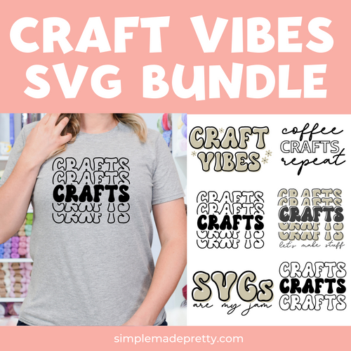 Craft Vibes SVG PNG Bundle | Coffee Crafts Repeat SVG | T-Shirt Svg | Boho Retro Font Svg | Crafty Girl Svg |  Crafts Svg | Png File