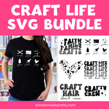 Load image into Gallery viewer, Craft Life SVG PNG Bundle | Crafty Crew SVG | T-Shirt Svg | Craft Hair Don&#39;t Care Svg | Faith Family Crafts Svg |  Crafts Svg | Png File