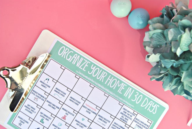 Organize Your Home in 30 Days Calendar Cheat Sheet - PDF