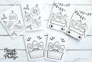 Rae Dunn Mug Inspired Farmhouse Printable Greeting Cards (25 Total Cards)- PDF