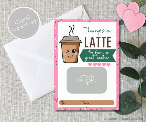 PDF: Valentine's Teacher Starbucks Coffee Gift Card Holder - Teacher Valentine's Card - Teacher Valentine's Day Gift