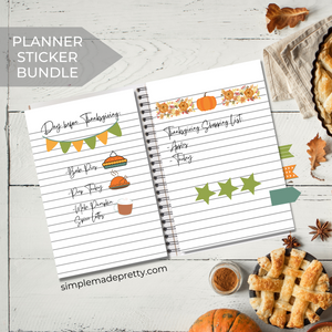 Thanksgiving Planner Stickers - Thanksgiving Theme Stickers, Fall Stickers, Pumpkin Stickers, Digital Stickers - Thanksgiving Stickers - PDF