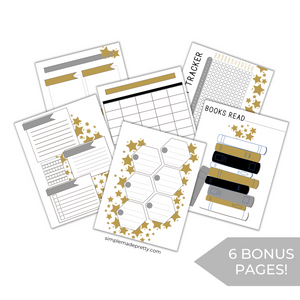 Black and Gold Day Planner - Printable Planner, Pretty Planner, Pretty Journal, Striped Day Planner, 2023 Planner - Digital Download