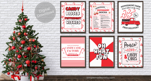 Candy Cane Wall Art Printables - Peppermint Mocha, Peppermint Candy Printables, Peppermint Decor, PEPPERMINT LANE - PDF