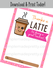 Load image into Gallery viewer, PDF: Dunkin Donuts Valentine&#39;s Card, Teacher Valentine&#39;s Gift, Teacher Valentine - Dunkin Gift Card Holder (gift card not included)